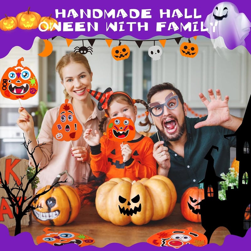 Natonhi 430Pcs Halloween Crafts Kit, Halloween Activitie Foam Pumpkin with Pumpkin Face Stickers for Kids DIY Art and Craft Set Holiday Decoration Party Favors Supplies - Image 2